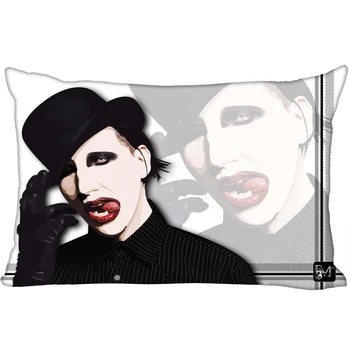 Noi Personalizate Marilyn Manson Imprimare pillowcover Două părți Standard Satin de Mătase Moale Dreptunghi fețe de Pernă cu fermoar Mai multe dimensiuni