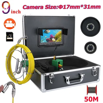 9 inch DVR 17mm Industrială de Conducte de Canalizare, Inspectie Video aparat de Fotografiat Sistem IP68 1000 TVL Camera cu 8pcs Lumini 8G 40m 50m