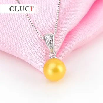CLUCI Argint 925 Design Stras Colier farmec Pandantiv Montaj pentru a se potrivi 7-8mm de perle pentru femei Colier bijuterii de luare SP222SB