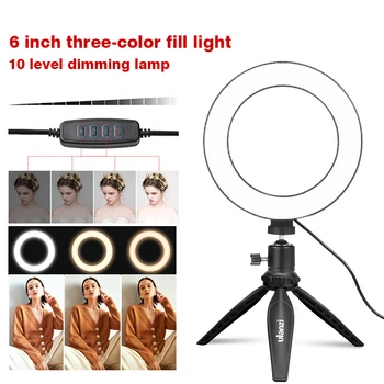 6 inch Mini LED-uri Video de pe Desktop Inel de Lumina Selfie Lampa Cu Trepied Suport USB Plug Pentru Youtube Machiaj Foto, Fotografie de Studio Video