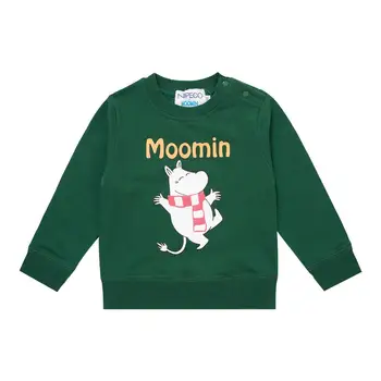Moomin primavara-vara cu maneci lungi tricou gros de desene animate de Craciun Finlanda bumbac tricou verde, o-neck