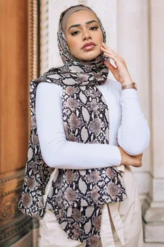Piele de sarpe de Imprimare Stil European și American de Imprimare Șal Lung de Turism Musulman Hiijab Eșarfă de sex Feminin Dubai Văl Lung Folie