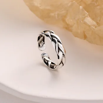 Noua Moda Frânghie Deschide Inele Vintage Argint 925 Geometrice Inel Pentru Femei, Bărbați Bijuterii anillos Cadouri