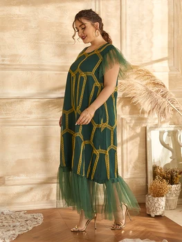 2021 Abaya Timp de Primăvară Femei Doamnelor Rochii pentru Fete Mari, Plus Dimensiunea Moda Cusaturi Elegante Ramadan Maxi Rochie
