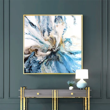 WANGART Arta Minimalist Giclee Print Abstract Albastru Îndrăzneț de Artă Peisaj de Coastă Poze de Perete Pentru Camera de zi Decor Acasă JY598