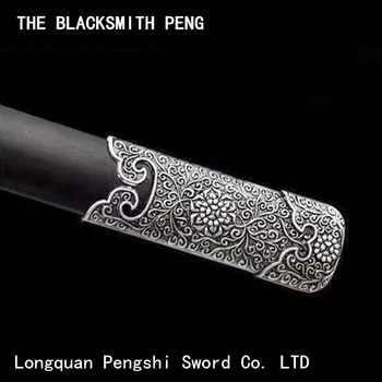 Bogat fiind în plină floare Tang săbii/Chineză într-adevăr o mână de ascuțit sabia/Ebony imitație de argint accesorii/Sabia în ambele mâini