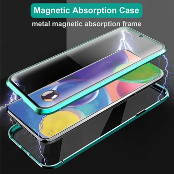360 Protecție Completă Magnetice Caz Pentru Samsung S10 S20 S9 S8 Plus A71 A70 A50 A51 A31 Nota 10 20 9 8 Plus Uitra Lite Geam Dublu