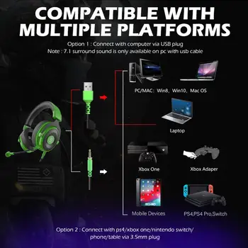 Set de Căști pentru jocuri Gamer EKSA E900 Pro 7.1 Surround Căști cu Cablu PC USB/3.5 mm Căști Pentru PS4 Xbox cu Anulare a Zgomotului Microfon