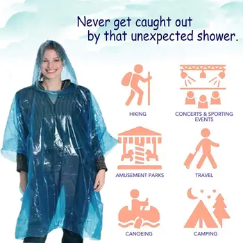 10buc Adult Călătorie de Unică folosință de Ploaie Poncho Impermeabil Ușor Transparent Pelerina de ploaie cu Glugă Opri de Zbor Scuipat