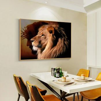 Puternic leu Animal Sălbatic Panza Pictura Arta Postere si Printuri Cuadros de Arta de Perete de Imagine pentru Camera de zi Decor Acasă