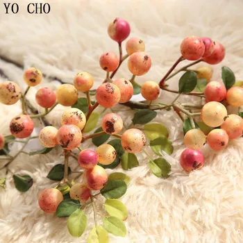 YO CHO 3pcs Plante Artificiale Real Atingere Vie de Fructe False Mini Apple Berry Buchet de flori Pentru Grădină Acasă Decor de Birou Decor de Crăciun