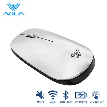 AULA SC800 Mouse-ul fără Fir Bluetooth, USB, 2400DPI 2.4 GHz Optice Mut Ergonomic, Portabil Ultra-Subțire fără Fir Soareci pentru Biroul de Acasă