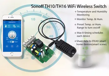 Itead Sonoff-LEA - TH10/TH16 WiFi Smart Switch Controler de la Distanță Smartphone Temperatură Și Senzor de Umiditate pentru Casa Inteligentă