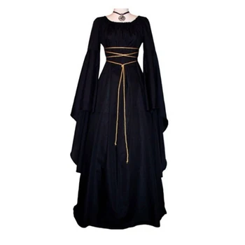 Medieval Femei Solide de Epocă Victoriană Dress Gotic Renascentist de Fată Rochii Retro Rochie Lungă Cosplay Costum Pentru Halloween