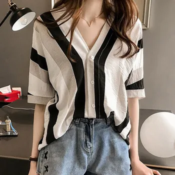 Bluze pentru femei 2019 Moda Half Sleeve V-neck Cămașă Birou de Agrement Bluza Tricou Casual Topuri Plus Dimensiune Blusas Femininas L511