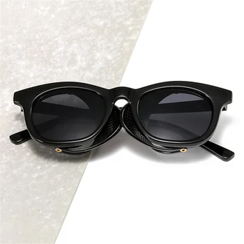 Moda Steampunk Bărbați ochelari de Soare pentru Femei Brand Design Vintage Rotund Nuante Punk Ochelari de Soare UV400 Partea Scut Ochelari de Gafas de sol