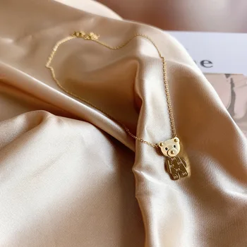 De Vânzare La Cald Nou Oțel Titan Urs De Sex Feminin Moda Bijuterii Aur Colier Pandantiv Lanț Moda Accesorii Bijuterii Femei Cadouri