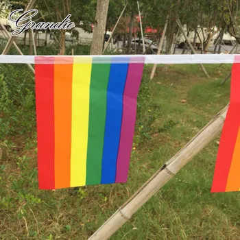Agățat Steag LGBT 14x21cm Poliester 25 de Piese 7M Lungime Lesbiene Gay Pride Tipărite Acasă Decorative Steaguri și Bannere