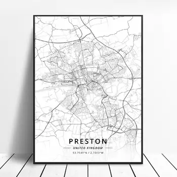 Alconbury Cambridge Hamilton Peterborough Portsmouth Preston, Regatul Unit Hărții Arta Poster