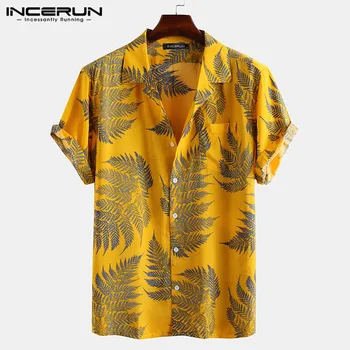 2021 Bărbați Tropicale cu Frunze Model Floral Om Tricou Maneca Scurta Rever Tricou Imprimat de sex Masculin Vara Hawaiian Vacanță Bluza Camisa 5XL
