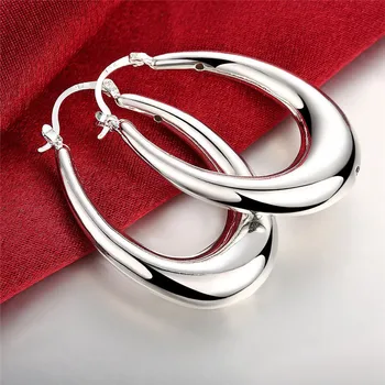 Cercul Buna forma de U, Forma Mare Hoop Cercei pentru Femei Argint 925 Identifica Oval Cercei Brand European Moda Bijuterii Cadou