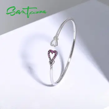 SANTUZZA brățară Brățară pentru Femei Argint 925 elastic tubular conductă de Inima Roz Brățară Reglabil Chic Moda Bijuterii