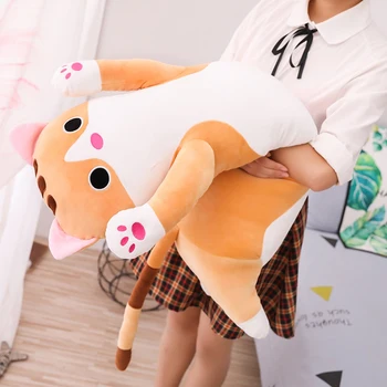 110cm Mare de Timp Kawaii Pisica de Pluș Pernă de Pluș Moale coreean Jucărie Pisica Decor Canapea de Dormit Perna Copii Cadou de Ziua de nastere