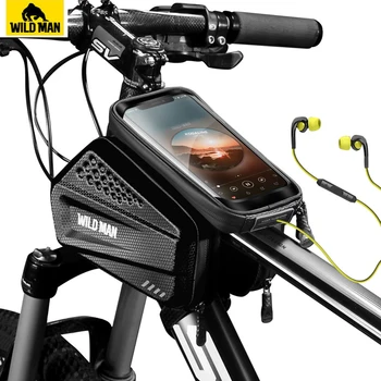 OMUL SĂLBATIC Impermeabil Sac de Biciclete MTB Sus Fata Tub Sac Dublu Husă de 6.5 Inch Touch Ecran Bicicleta Geanta Accesorii Ciclism Gadget-uri