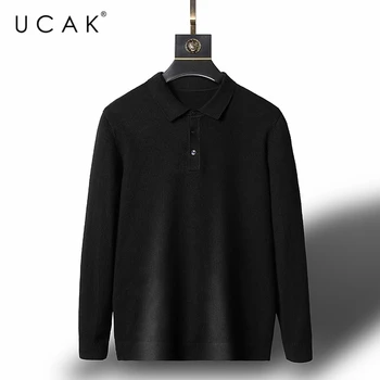 UCAK Brand de Bumbac, Guler de Turn-down Pulovere Barbati Haine Trage Homme de Iarna Noi Streetwear Pulover de Culoare Solidă pentru Bărbați Îmbrăcăminte U1182