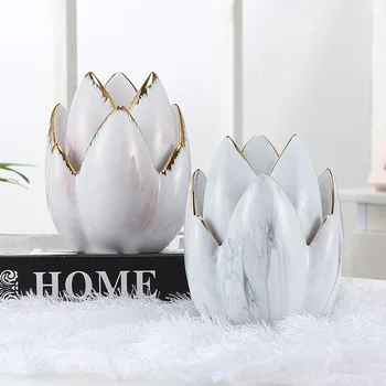 Modei Moderne Floare Decor Ceramica Lotus Suport Lumanare Marmură, Porțelan Decor Vaza Creative Restaurant De Uz Casnic