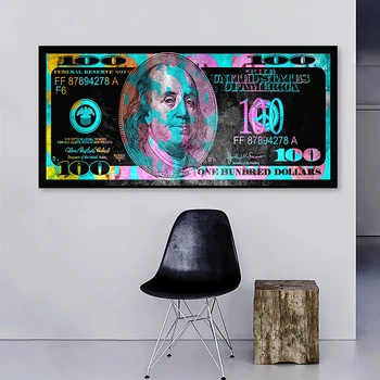Arta De Perete Imagine De Imprimare Bancnota De 100 De Dolari Pop Art De Lege Panza Pictura Pentru Camera De Zi Decor Acasă Nici Un Cadru