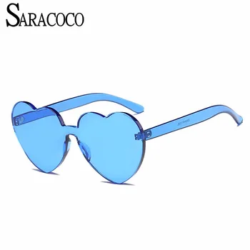 SARACOCO Bomboane de Culoare Dulce Inima Forma de ochelari de Soare pentru Femei de Moda coreeană fără rame, ochelari de Soare Moda Nuante PY01