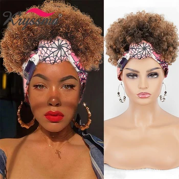 Kryssma Pălărie peruca Afro Pervers Cret Peruci Sintetice Bentita Peruci Pentru Femei Scurte Bentita Peruca Temperatură Ridicată de Fibre de Păr African