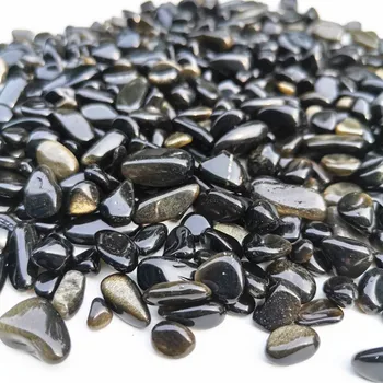 Naturale, Aur, cristal obsidian chips-uri de lustruit Rock piatră pietriș pentru acvariu Decor Gradina