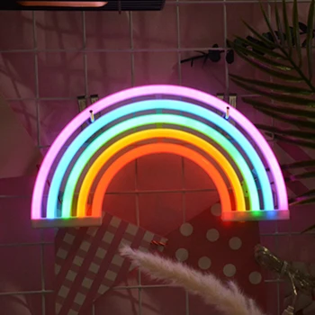 Creatie Rainbow Neon LED Curcubeu de Lumină Lampă Pentru Dormitor Decor Decor Rainbow Neon Lampa de Perete Decor de Crăciun Lumini Bec Tub