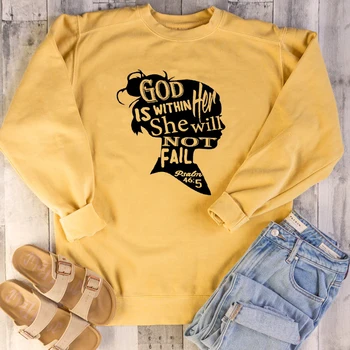 Dumnezeu Este În Ei, Ea Nu Va Reuși Tricou Femei Creștine Hanorac Verset Din Biblie Bluze Pulovere Femei Îmbrăcăminte De Dropshipping