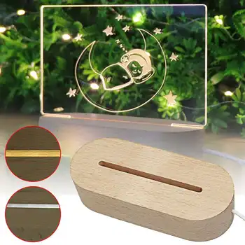 Bază de lemn Led Masă Lampă Cu USB Comutator Moderne Lumina de Noapte Acril 3D Led Lampă de Noapte Titularul Asamblate Bază De Cristale Mingea