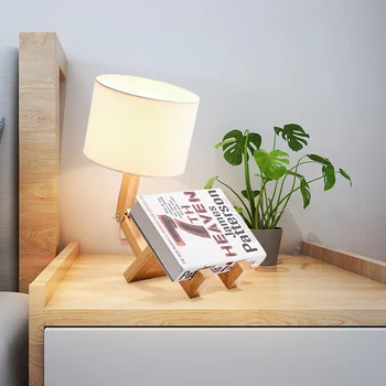 Japoneze personalitate LED masă lampă de creatie din lemn masiv simplu Nordic cald dormitor lampă de noptieră protecția Ochilor LEDwood lampa