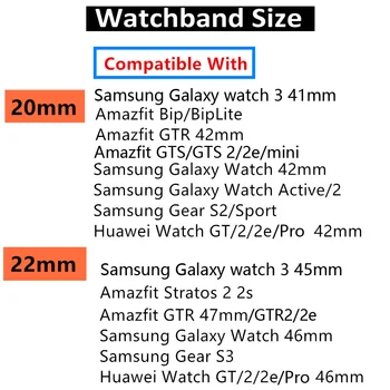 20mm/22mm Curea de ceas pentru Huawei GT/GT2/2e/Pro banda Samsung gear s3 frontieră Galaxy watch 3/46mm/42mm/Active 2 44mm 40mm trupa