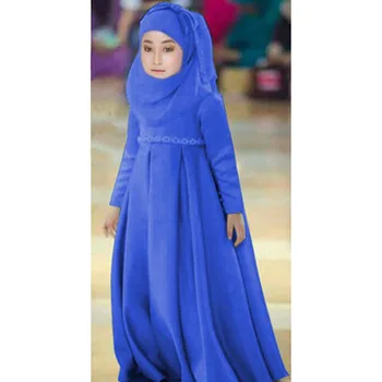 Musulman Maxi Fete Pentru Copii Haine Rochii Pentru Costum Copii Arcul Benzi+Fular+Sequin Vestidos De Îmbrăcăminte Petrecere De Vacanță Vintage