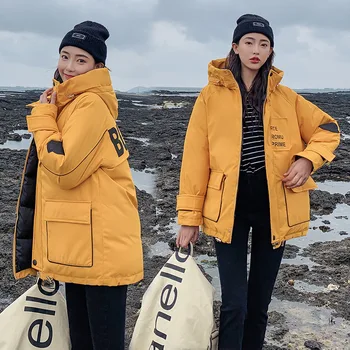 Jachete cu gluga Hanorac Jacheta de Iarna pentru Femei e Scurt Stil de Iarnă 2019 Nou Stil coreean Pălărie Strat Liber Y59