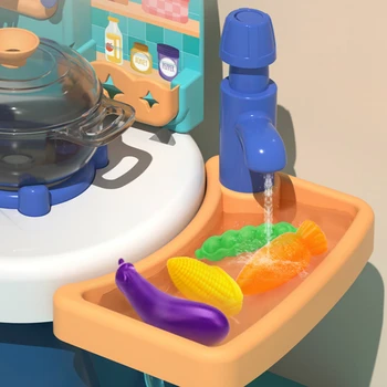 Copii de Simulare Bucătărie de Jucărie Set Pretinde a Juca Jucărie Mini Alimente Tacamuri Circulă Apă de Gătit Masa de Bucatarie Accesorii