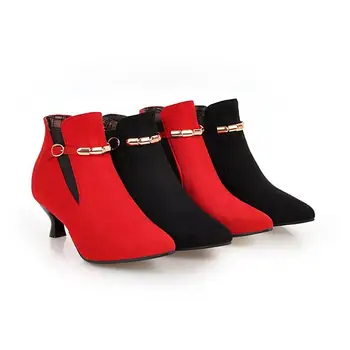 Smeeroon de mari dimensiuni 34-47 cizme glezna femeii a subliniat toe catarama doamnelor cizme de moda birou nunta pantofi pentru femei cizme de iarna