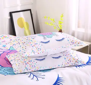 3D Unicorn Curcubeu de culori Set de lenjerie de Pat Plapuma Acoperă Pernă de Desene animate Fular de Lux Seturi de lenjerie de Pat Lenjerie de pat Fata pentru Copii H