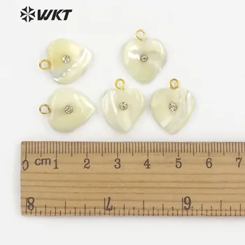 WT-JP093 Naturale Coajă Albă Pandantiv In Forma de Inima Cu Cristale Farmecul Delicat lucrate Manual Shell Bijuterii Pentru Femei Pandantiv Colier