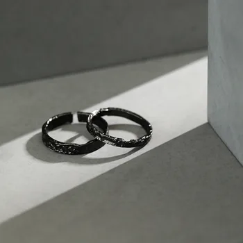 Negru Inele Declarație De Bijuterii Fine Din Argint 925 Pentru Femei Coreene Design Minimalist Inel Anillo De Plata De Ley 925 Joyas