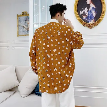 Oamenii Papion Maneca Lunga Casual Vintage Tricouri Largi Japonia Coreea Style Floare De Sex Masculin Rochie De Imprimare Tricouri Haine De Scenă