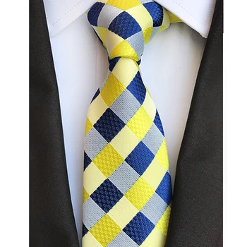YISHLINE Noua Fabrica de 8cm Cravată în Carouri Controale Jacquard cu Dungi Țesute Bărbați Clasic Gât Cravate de Nuntă Gravatas Mire de Mătase Cravata