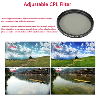 Set de filtre de 52mm ND 4/8/16/ CPL/UV/MC Stele lentile Rosu/Filtru de culoare W/capac obiectiv Inel Adaptor pentru GoPro Hero 7 6 5 Blcak Accesorii