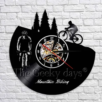 Montare Ciclism Ceas De Perete Freeride Motociclist Silueta Vinyl Wall Art Decor De Curse De Biciclete Rider Ciclism Ceas Mai Buna Idee De Cadou